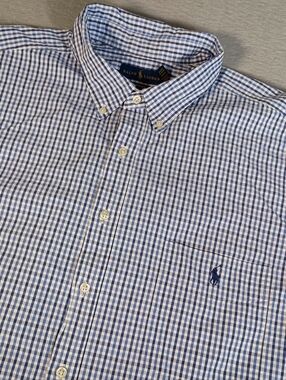 Ralph Lauren Gingham Seersucker Men's 3XB Embroidered Pony Pocket Preppy Shirt
